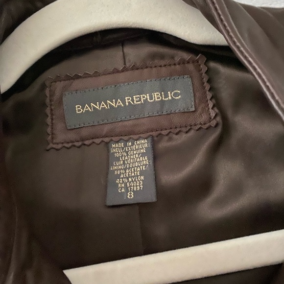 New Banana Republic chocolate Brown Leather Jacket. SZ8 - Picture 4 of 5